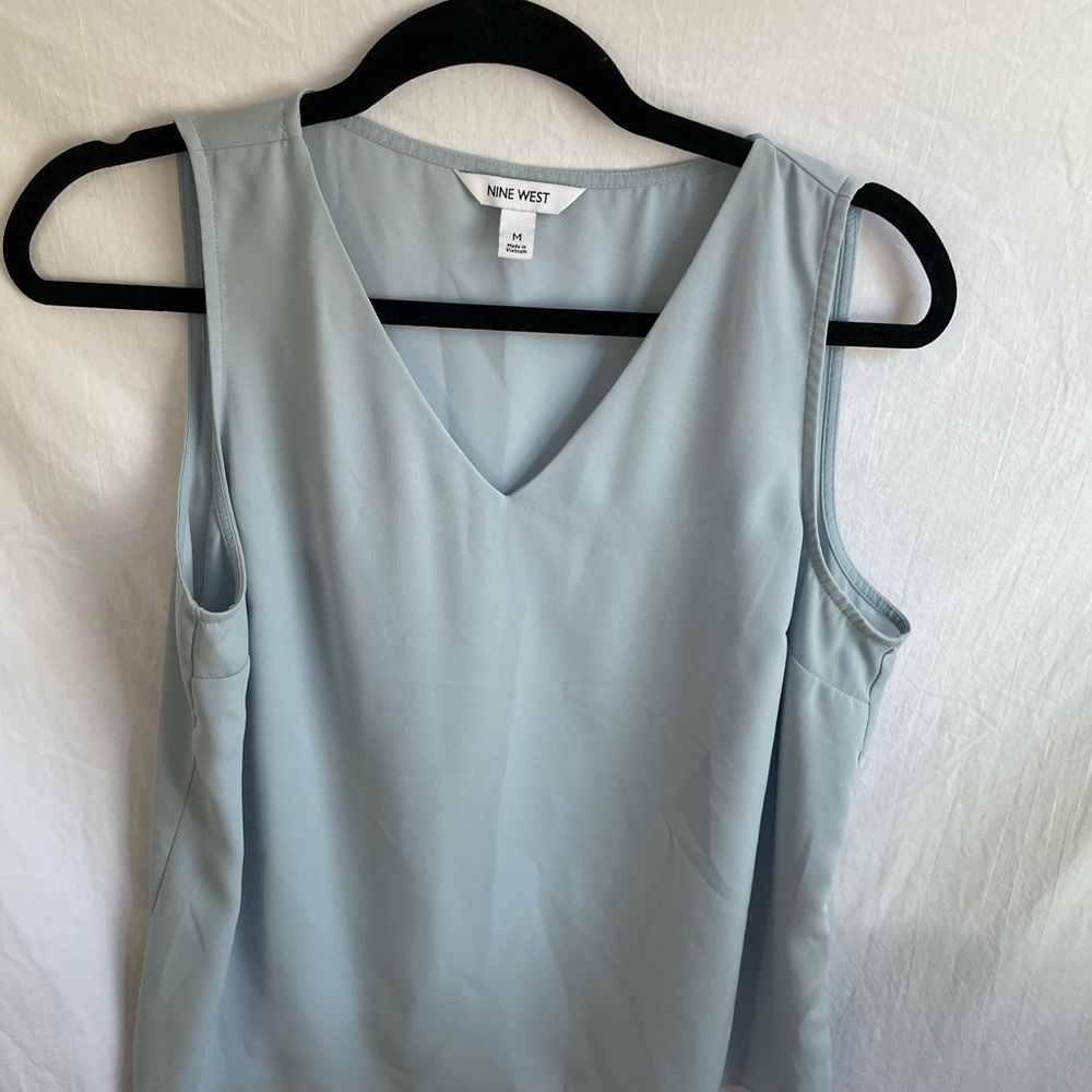 Nine West Sky Blue V-Neck Tank Top